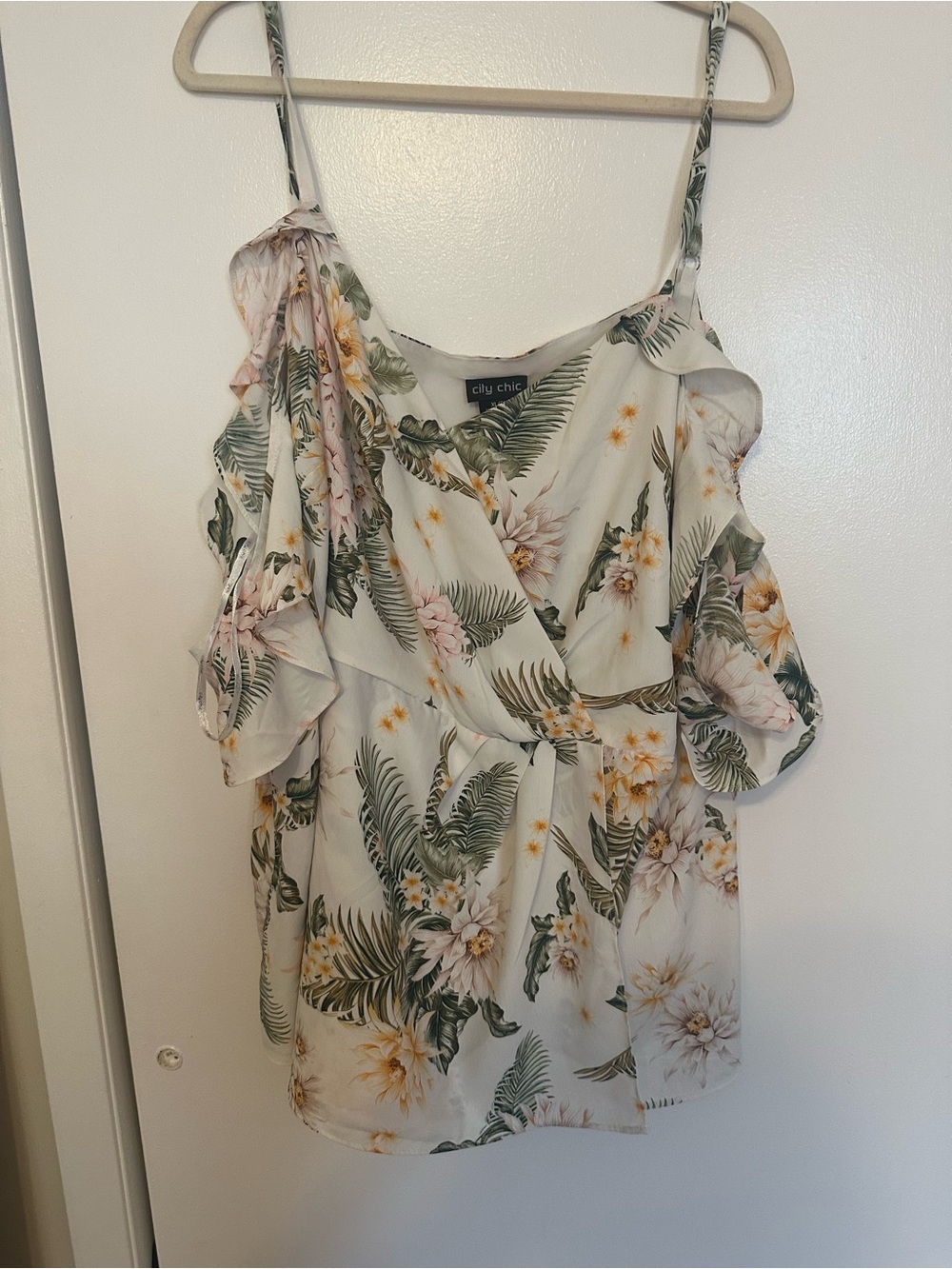City Chic White Floral Cold-Shoulder Camisole
